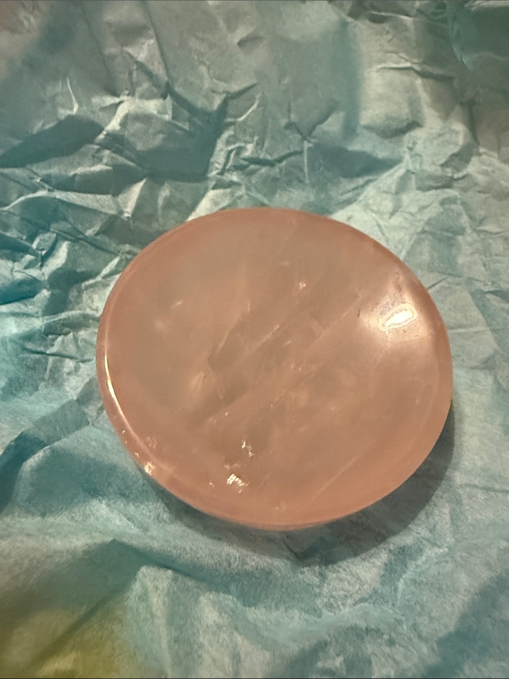 Round Polished Rose Quartz Palm Stone - Pale Pink